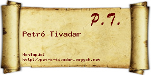 Petró Tivadar névjegykártya
